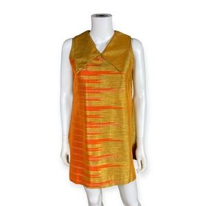 Vintage Orange & Yellow Metallic Mod Tunic Top